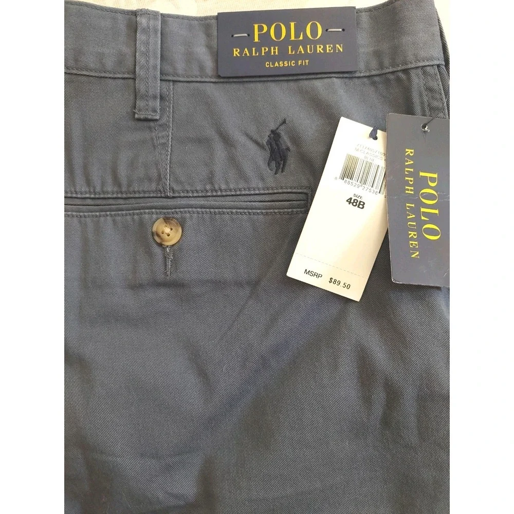 Polo Ralph Lauren Men's Cotton Shorts Big/Tall Blue Flat Front Size 48B $90 NEW!